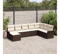 vidaXL Set Divano da Giardino con cuscino 8 pcs Marrone Poly Rattan