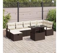 vidaXL Set Divano da Giardino con cuscino 8 pcs Marrone Poly Rattan