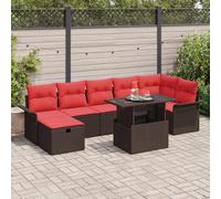 vidaXL Set Divano da Giardino con cuscino 8 pcs Marrone Poly Rattan, Set di divani modulari per il giardino, posti a sedere outdoor resistenti, leggeri, con vani regolabili