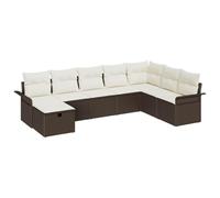vidaXL Set di divani da Giardino da 8 Pezzi con Cuscini in Rattan Sintetico Marrone. Mobili modulari per l'esterno, Perfetti per Il Patio, con coperture Removibili. Posti a Sedere alla Moda per 5 per