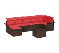 vidaXL Set Divano da Giardino con cuscino 8 pcs Marrone Poly Rattan, Set da Giardino, Rectangolare, Moderno, Leggero, Materiali Resistenti ai Raggi UV, Stoccaggio, Composizione Divano