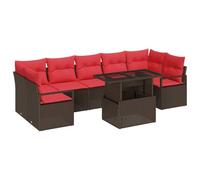 vidaXL Set Divano da Giardino con cuscino 8 pcs Marrone Poly Rattan, Set divano modulare per giardino e terrazza, design rettangolare, leggero e resistente ai raggi UV