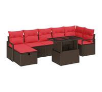 vidaXL Set Divano da Giardino con cuscino 8 pcs Marrone Poly Rattan, Set moderno di mobili da giardino e terrazza, divano in rattan, sedute modulari, resistenti e con scomparti