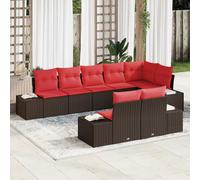 vidaXL Set Divano da Giardino con cuscino 8 pcs Marrone polyrattan, Lounge da Giardino e Terrazza, Set di Divani Modulari Rectangolari, Sofà Sezionale in Rattan, Decorazioni Estive