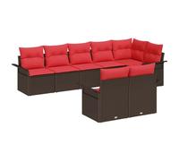 vidaXL Set Divano da Giardino con cuscino 8 pcs Marrone polyrattan, Set di divani da giardino, mobilità moderna e leggera, resistenza UV, con scomparto per il relax