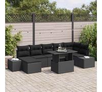 vidaXL Set Divano da Giardino con cuscino 8 pcs Nero