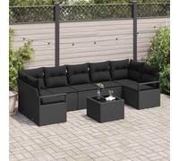 vidaXL Set Divano da Giardino con cuscino 8 pcs Nero 55 x 55 x 37 cm