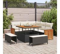 vidaXL Set Divano da Giardino con cuscino 8 pcs Nero e Crema