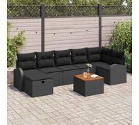 vidaXL Set Divano da Giardino con cuscino 8 pcs Nero Poly Rattan