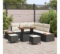 vidaXL Set Divano da Giardino con cuscino 8 pcs Nero Poly Rattan