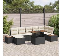 vidaXL Set Divano da Giardino con cuscino 8 pcs Nero Poly Rattan