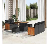 vidaXL Set Divano da Giardino con cuscino 8 pcs Nero Poly Rattan