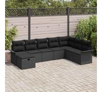 vidaXL Set Divano da Giardino con cuscino 8 pcs Nero Poly Rattan