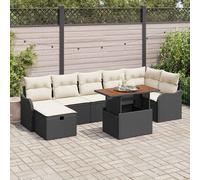 vidaXL Set Divano da Giardino con cuscino 8 pcs Nero Poly Rattan