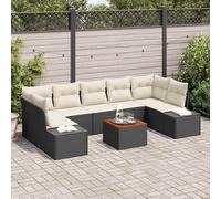 vidaXL Set Divano da Giardino con cuscino 8 pcs Nero Poly Rattan
