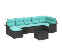 vidaXL Set Divano da Giardino con cuscino 8 pcs Nero Poly Rattan, Set da Giardino, Rectangolare, Moderno, Leggero, Materiali Resistenti ai Raggi UV, Stoccaggio, Composizione Divano