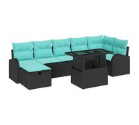 vidaXL Set Divano da Giardino con cuscino 8 pcs Nero Poly Rattan, Set di mobili da giardino e terrazza, divano modulare in rattan, tavolino regolabile, comodamente all'aperto