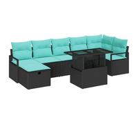 vidaXL Set Divano da Giardino con cuscino 8 pcs Nero Poly Rattan, Set moderno di mobili da giardino e terrazza, divano in rattan, sedute modulari, resistenti e con scomparti