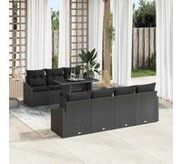 vidaXL Set Divano da Giardino con cuscino 8 pcs Nero polyrattan