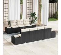 vidaXL Set Divano da Giardino con cuscino 8 pcs Nero polyrattan
