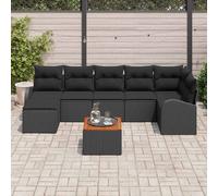 vidaXL Set Divano da Giardino con cuscino 8 pcs Nero polyrattan