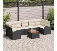 vidaXL Set Divano da Giardino con cuscino 8 pcs Nero polyrattan