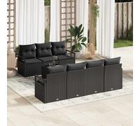 vidaXL Set Divano da Giardino con cuscino 8 pcs Nero polyrattan