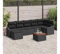 vidaXL Set Divano da Giardino con cuscino 8 pcs Nero polyrattan