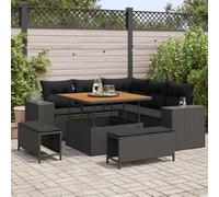 vidaXL Set Divano da Giardino con cuscino 8 pcs Nero polyrattan