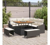 vidaXL Set Divano da Giardino con cuscino 8 pcs Nero polyrattan