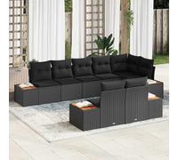 vidaXL Set Divano da Giardino con cuscino 8 pcs Nero polyrattan
