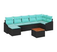 vidaXL Set Divano da Giardino con cuscino 8 pcs Nero polyrattan, Divano da Giardino Elegante, Modulare e Leggero, Materiali Resistenti ai Raggi UV, Perfetto per Rilassarsi all'Aperto