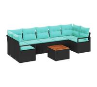 vidaXL Set Divano da Giardino con cuscino 8 pcs Nero polyrattan, Divano moderno, resistente ai raggi UV, mobile da esterno modulare, comodo per il tuo giardino