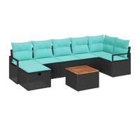 vidaXL Set Divano da Giardino con cuscino 8 pcs Nero polyrattan, Set da Giardino e Terrazza, Divano Modularre Leggero, Resistente ai UV, Mobili Chic per Esterni