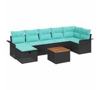 vidaXL Set Divano da Giardino con cuscino 8 pcs Nero polyrattan, Set moderno da esterno per giardino e terrazza, materiali resistenti ai raggi UV, scomparto modulare, lounge flessibile