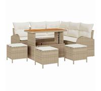 vidaXL Set di Divano da Giardino da 9 Pezzi con Cuscini Beige Rattan Sintetico e Acacia Arredamento Esterno per 6 Persone Design Modulare Mobili Resistenti alle Intemperie Patio Sezionale PE