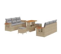 vidaXL Set divani da Giardino da 9 Pezzi con Cuscini Beige Polyrattan Acacia Modulabile per Comfort e Flessibilità in Balcone Patio Arredamento Imbottito