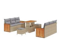 vidaXL Set divani da Giardino da 9 Pezzi con Cuscini Beige Polyrattan Acacia Modulabile per Comfort e Flessibilità in Balcone Patio Arredamento Imbottito