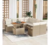 vidaXL Set Divano da Giardino con cuscino 9 pcs beige e panna