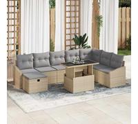 vidaXL Set Divano da Giardino con cuscino 9 pcs Beige Poly Rattan