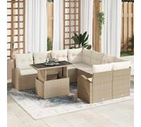 vidaXL Set Divano da Giardino con cuscino 9 pcs Beige Poly Rattan