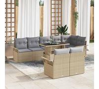 vidaXL Set Divano da Giardino con cuscino 9 pcs Beige Poly Rattan