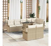 vidaXL Set Divano da Giardino con cuscino 9 pcs Beige Poly Rattan