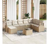 vidaXL Set Divano da Giardino con cuscino 9 pcs Beige Poly Rattan
