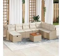 vidaXL Set Divano da Giardino con cuscino 9 pcs Beige Poly Rattan