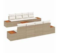 vidaXL Set Divano da Giardino da 9 Pezzi con Cuscini Beige polyrattan Acacia, Divano modulare da Esterno per Patio e Balcone, sedute Eleganti Che accomodano 5 Persone. Mobili Resistenti alle intempe