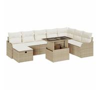 vidaXL Set Divano da Giardino con Cuscino 9 PCS Beige Poly Rattan, Divano modulare da Giardino e terrazza, Leggero, Resistente ai Raggi UV, con Scomparti per stoccaggio