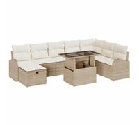 vidaXL Set Divano da Giardino 9 Pz con Cuscini Beige Rattan Sintetico Seduta Modular Mobili da Esterno Resistente alle Intemperie per Patio Balcone Divano Lounge