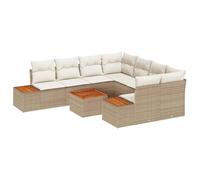 vidaXL Set di Divani da Giardino da 9 Pezzi con Cuscini Beige in Polyrattan Acacia