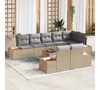 vidaXL Set Divano da Giardino con cuscino 9 pcs Beige polyrattan